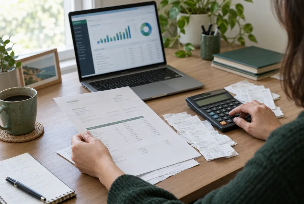 NDIS provider checking invoices, receipts and GST in their accounting software